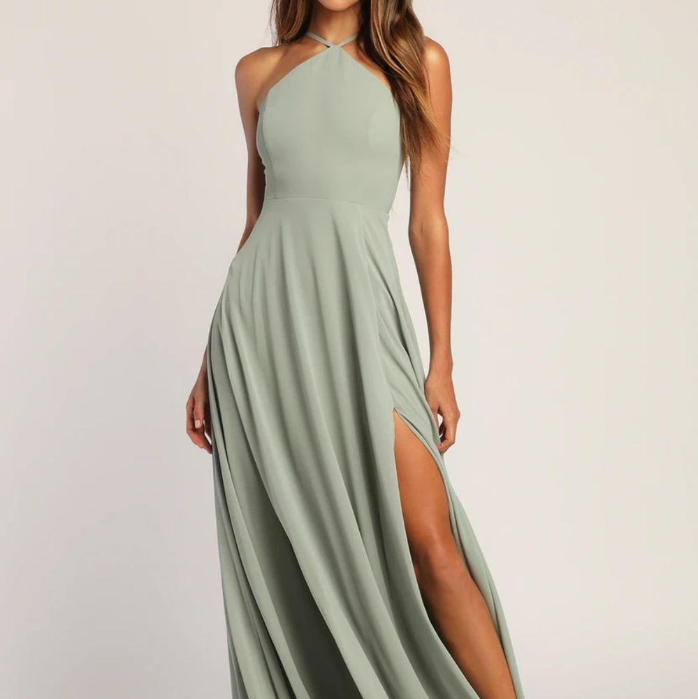 Lulu's Absolutely Breathtaking Sage Brush Maxi Dress